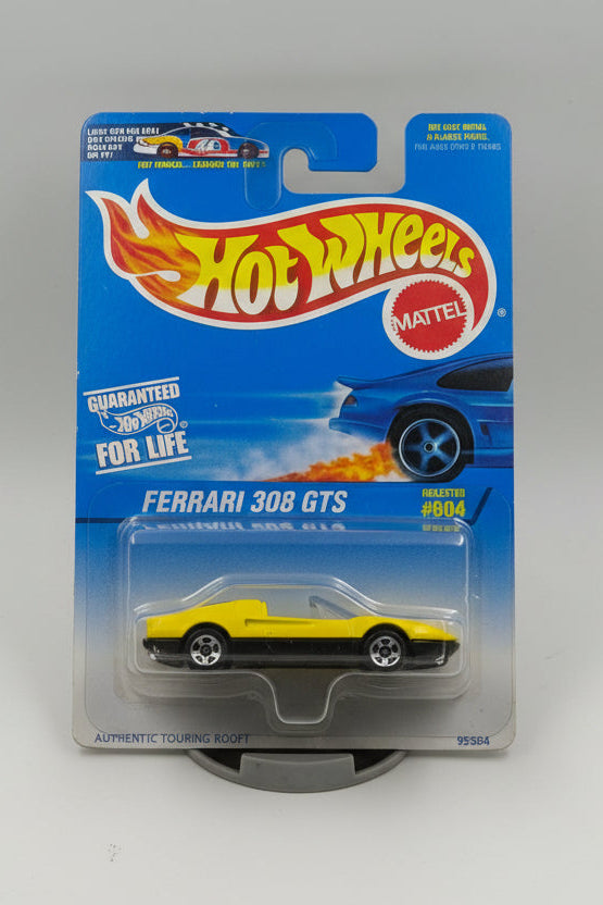 1996 Hot Wheels Ferrari 308 GTS - Yellow - Collector #604 Vintage Hot Wheels #604 Ferrari 308 GTS (Yellow) Blue Card