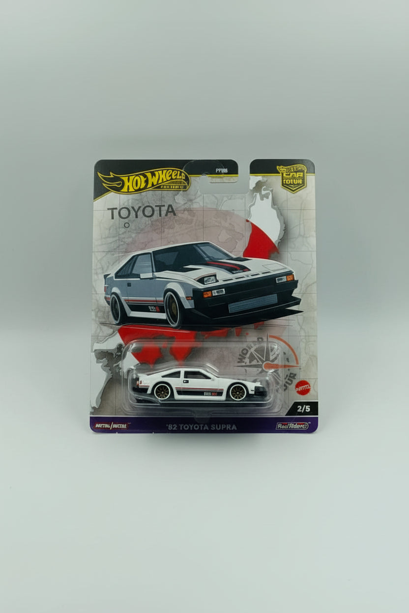 Hot Wheels Premium Car Culture World Tour '82 Toyota Supra (White) - 1:64 Scale