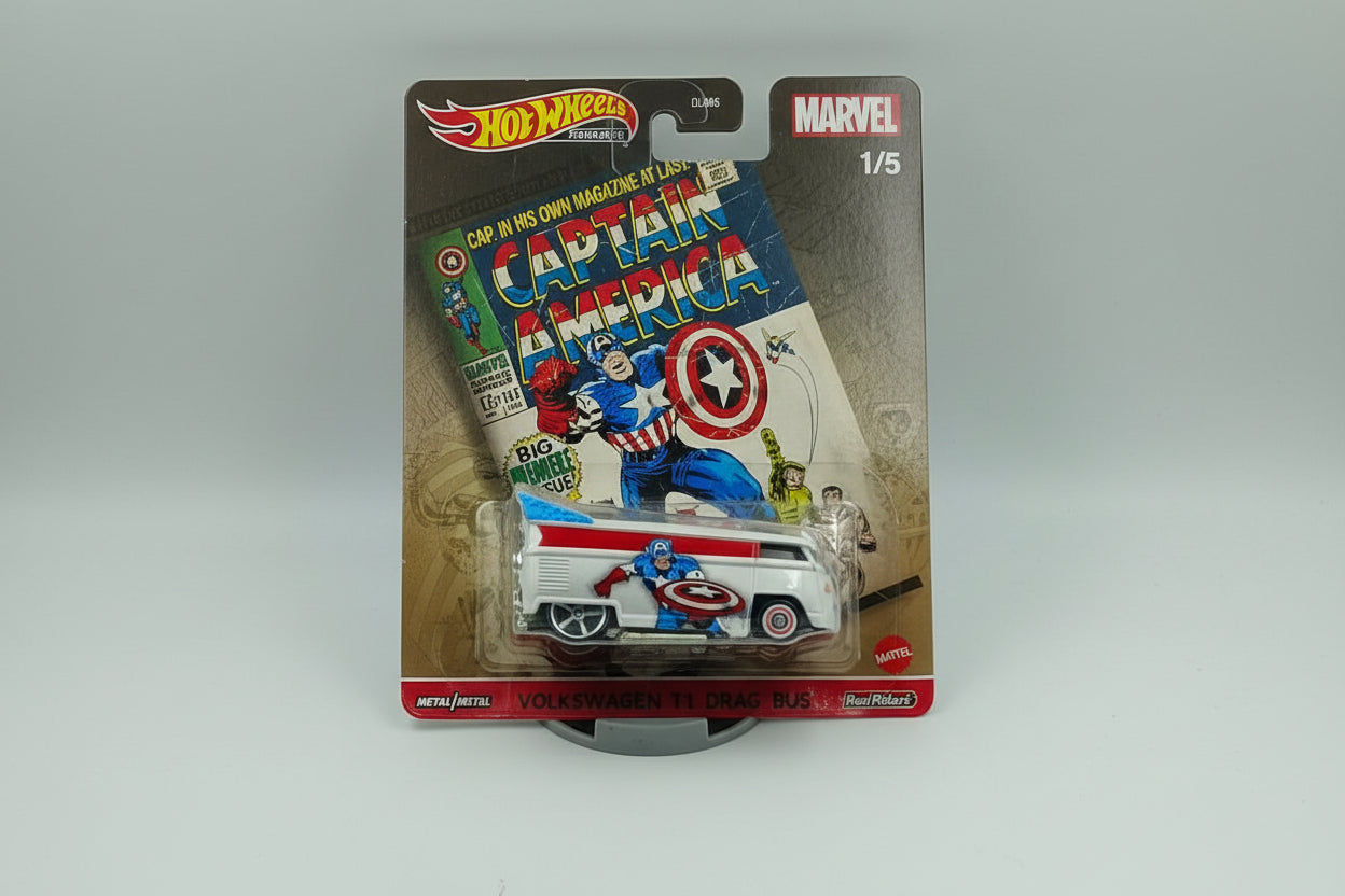 Hot Wheels Premium Marvel Pop Culture 1/5 - Volkswagen T1 Drag Bus (Captain America)