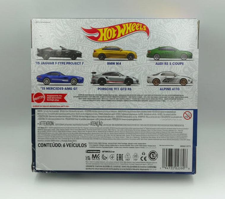 Hot Wheels European Car Culture Themed Multipack, 6-Pack of 1:64 Scale Die-Cast Toy Cars