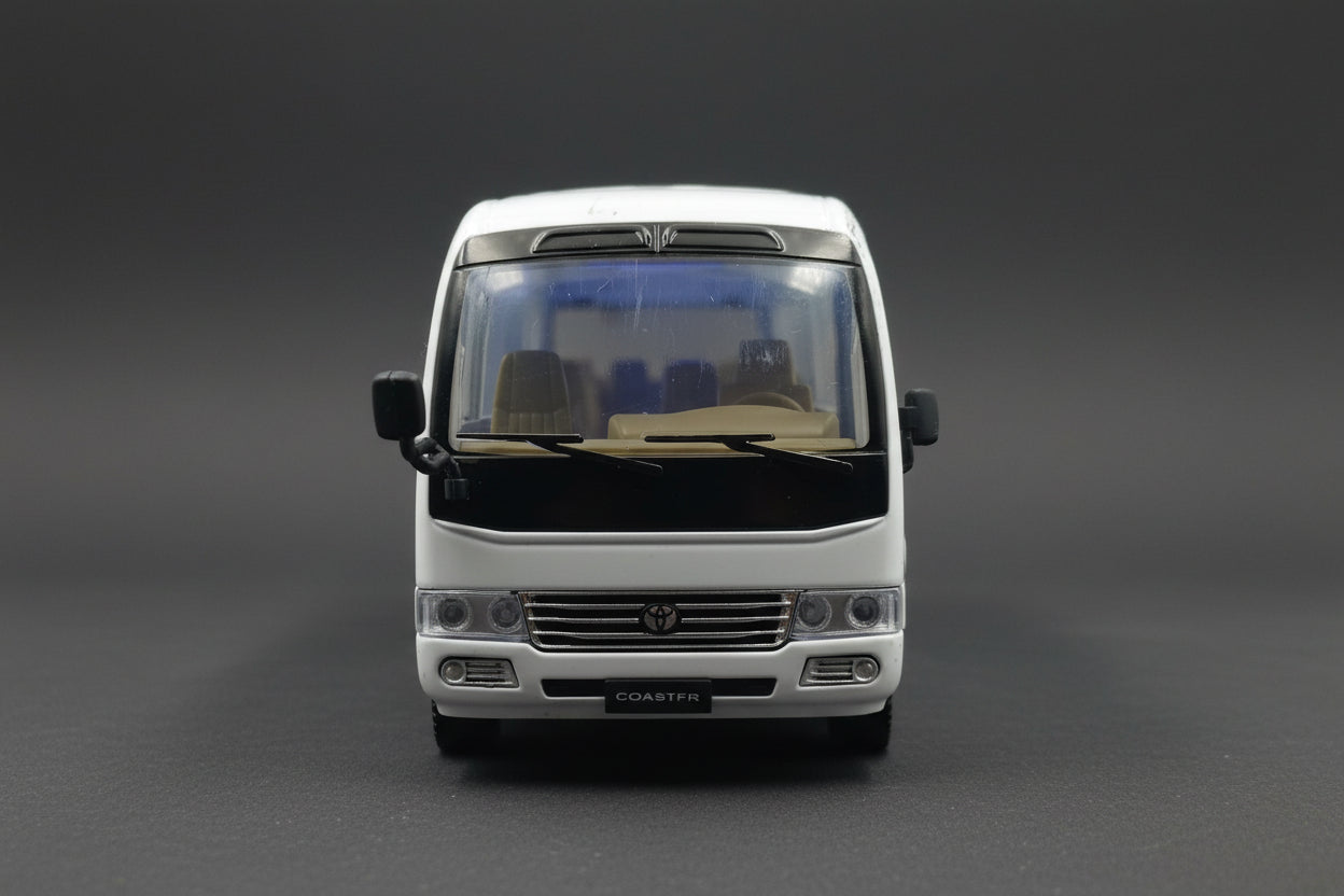 1:24 Scale Toyota Coaster Diecast Minibus Model - High-Detail Collectible (White)