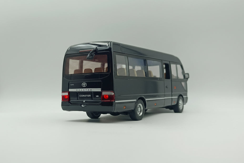 Toyota Coaster Mini Bus Diecast Model Car - 1:24 Scale with Sound and Light (Black)