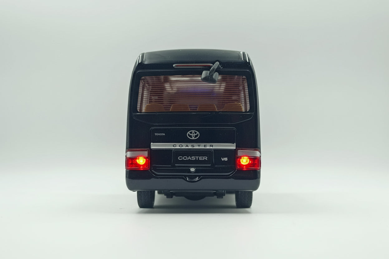 Toyota Coaster Mini Bus Diecast Model Car - 1:24 Scale with Sound and Light (Black)
