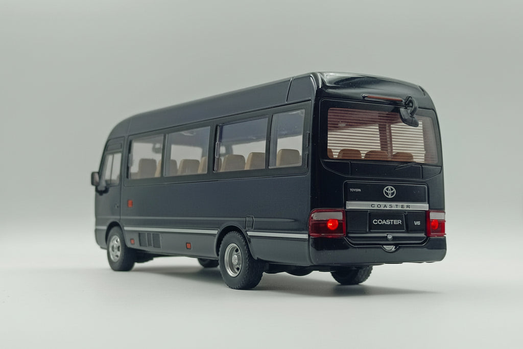 Toyota Coaster Mini Bus Diecast Model Car - 1:24 Scale with Sound and Light (Black)