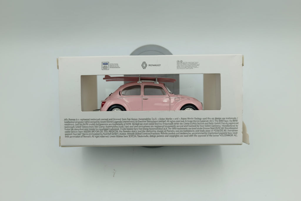 Norev 1/64 Volkswagen Beetle (1973) with Surfboard - Pink