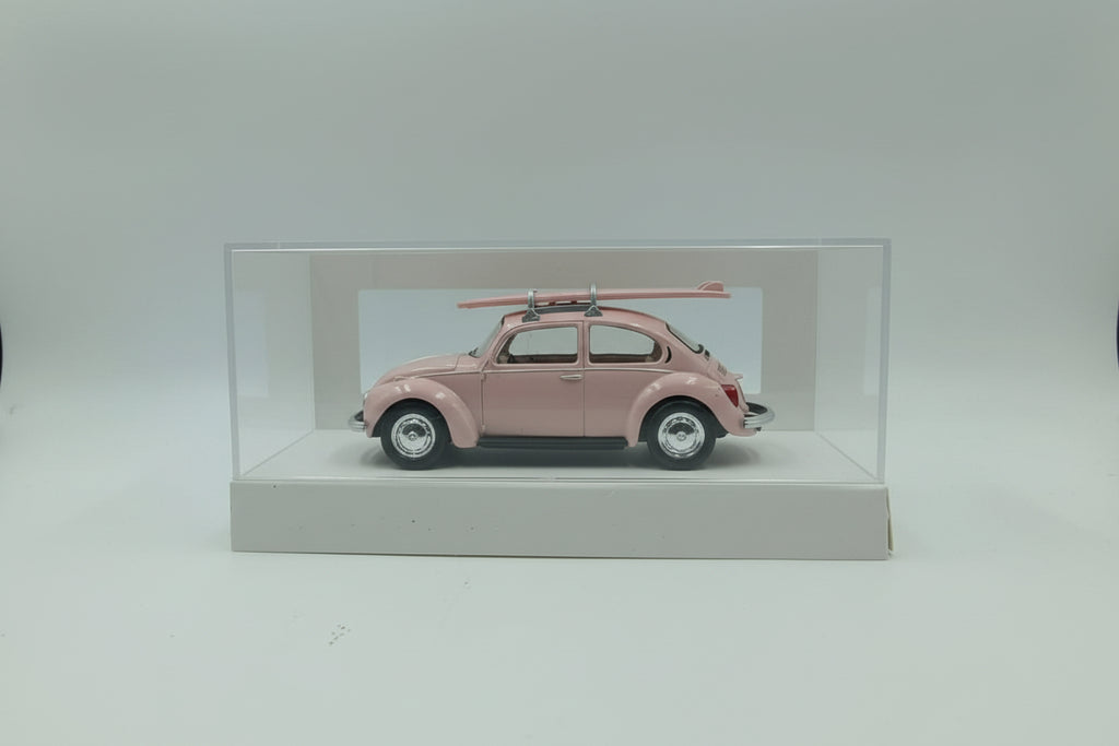 Norev 1/64 Volkswagen Beetle (1973) with Surfboard - Pink