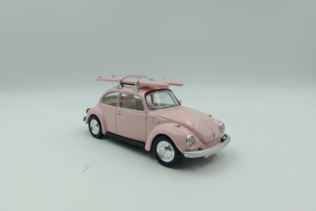 Norev 1/64 Volkswagen Beetle (1973) with Surfboard - Pink