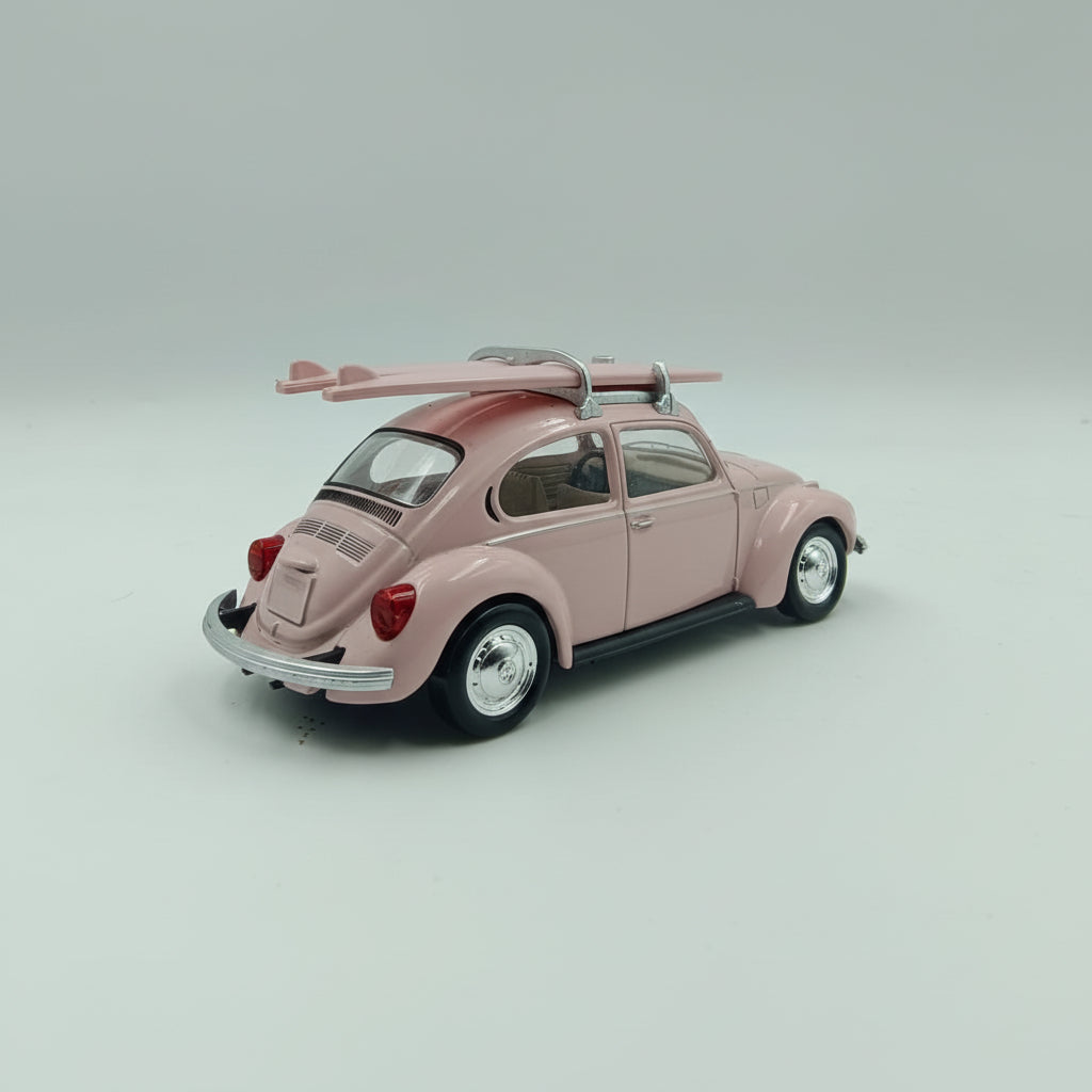 Norev 1/64 Volkswagen Beetle (1973) with Surfboard - Pink