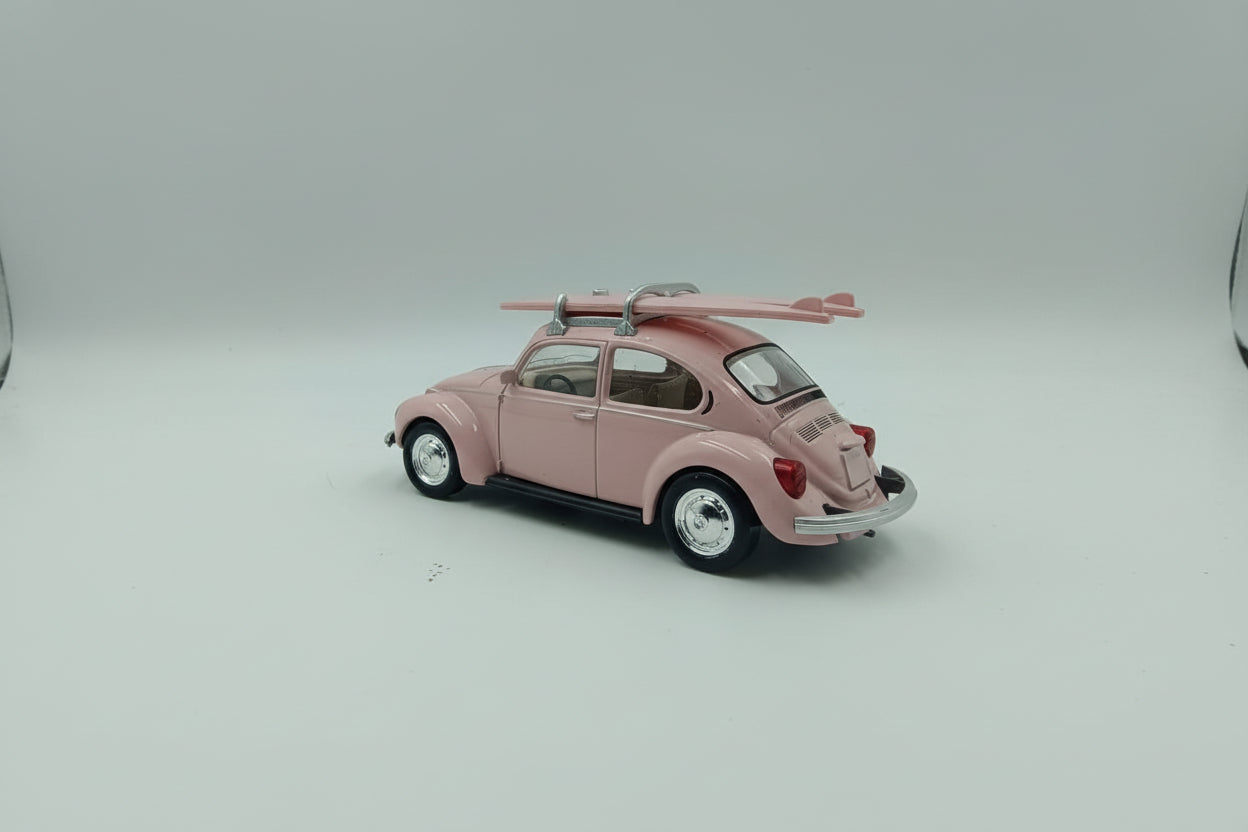 Norev 1/64 Volkswagen Beetle (1973) with Surfboard - Pink