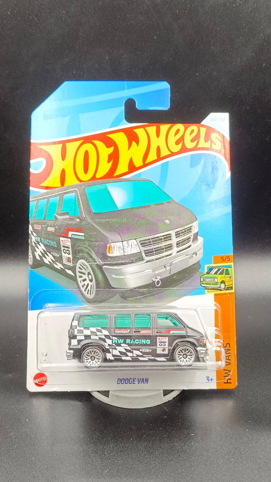 Hot Wheels 2024 HW Vans 5/5 - Dodge Van (Black/Checkered)