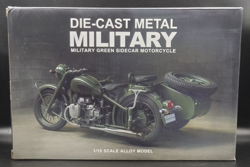 1:10 Scale CJ750 Military Green Sidecar Motorcycle Die-Cast Metal Model