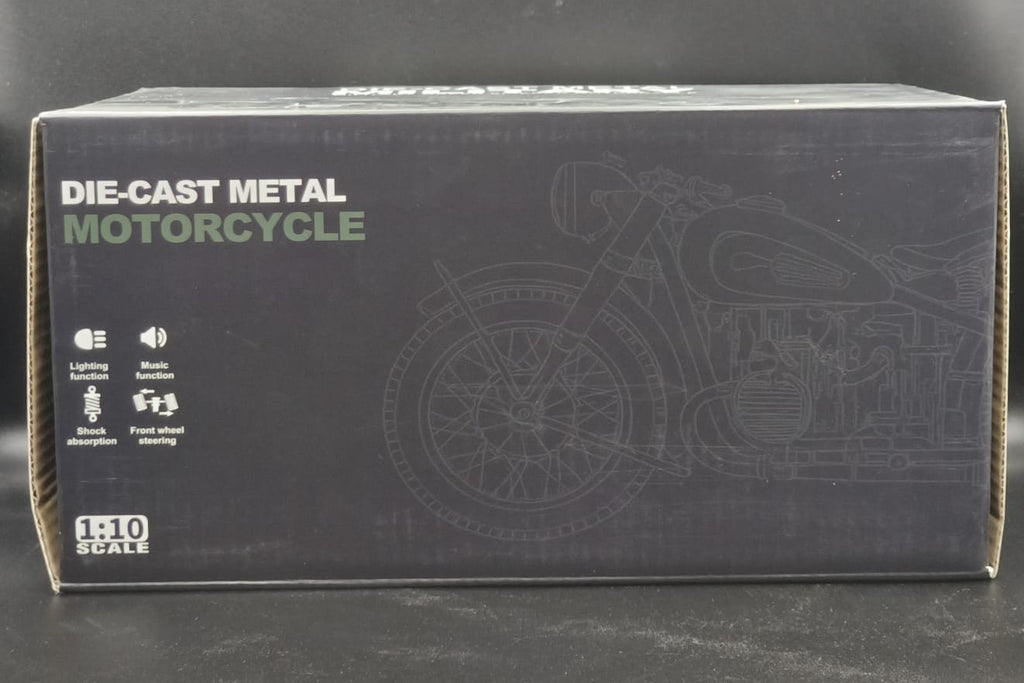 1:10 Scale CJ750 Military Green Sidecar Motorcycle Die-Cast Metal Model