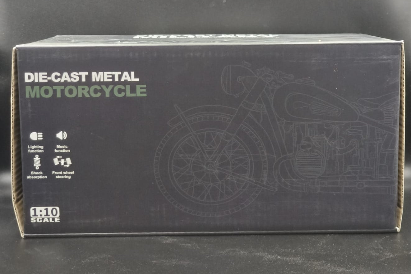 1:10 Scale CJ750 Military Green Sidecar Motorcycle Die-Cast Metal Model