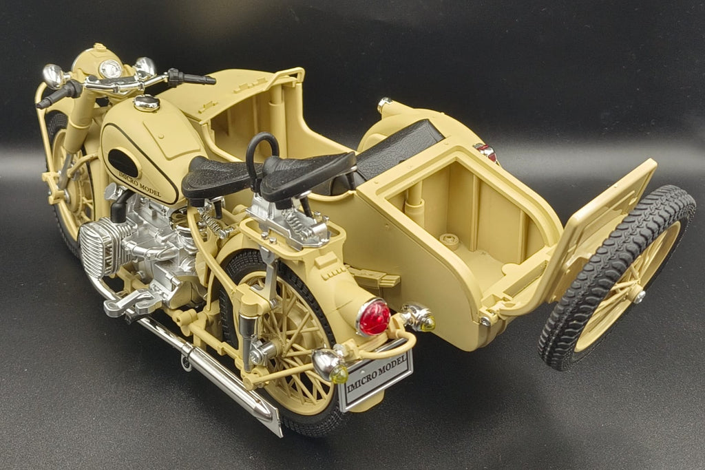 1:10 Scale CJ750 Military Green Sidecar Motorcycle Die-Cast Metal Model
