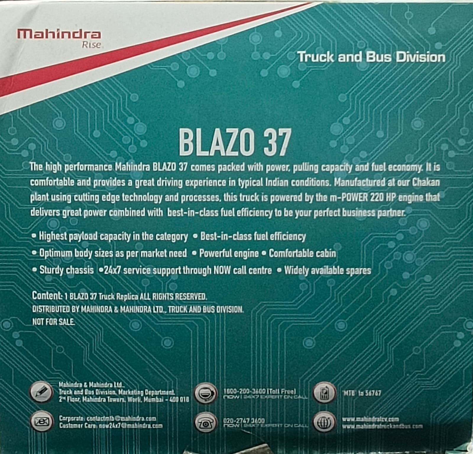 Mahindra Blazo 37 / X37 Diecast Scale Model Truck (14 Wheeler)