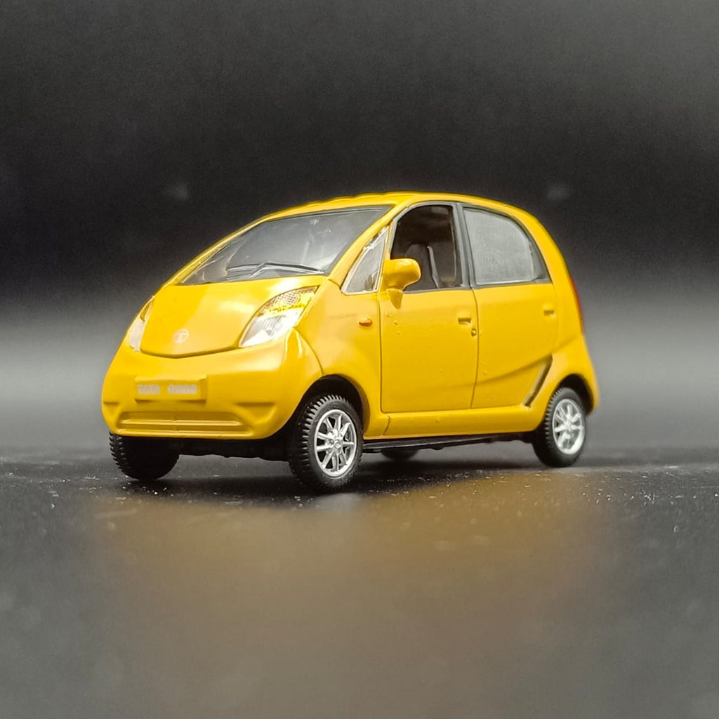 Tata Nano Miniature Scale Model Toy Car (Yellow) - Pull Back/Free Wheel Action