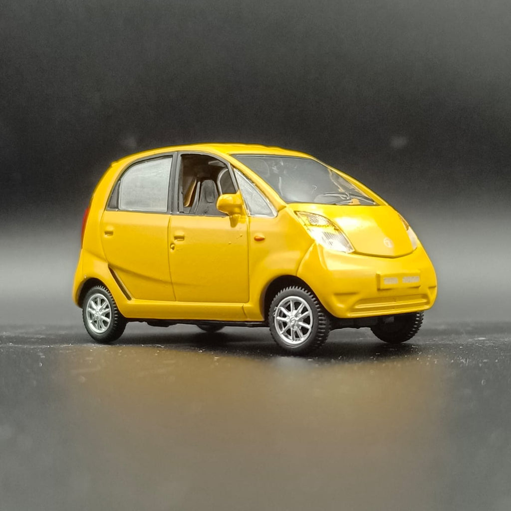 Tata Nano Miniature Scale Model Toy Car (Yellow) - Pull Back/Free Wheel Action