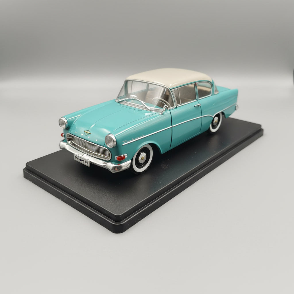 1/24 Scale 1957 Opel Olympia Rekord PI Die-Cast Model Car - Turquoise & White