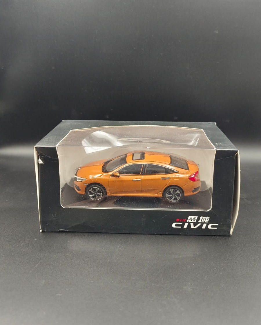 Honda Civic 10th Generation (2019) Diecast Scale Model Car – Orange (1:43 Scale)