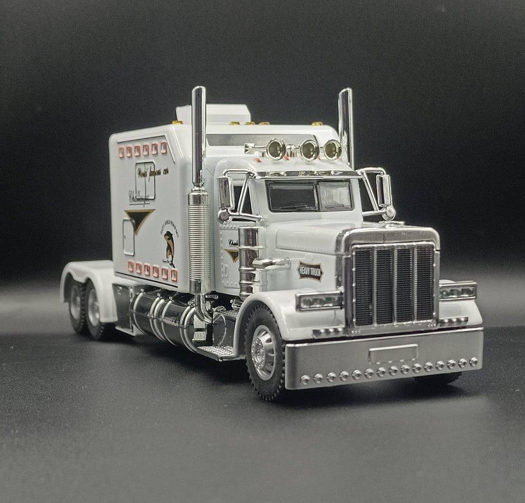 1:24 Scale Peterbilt 389 Die-cast Semi Truck Toy - White "Challenger" Edition with Lights & Sound