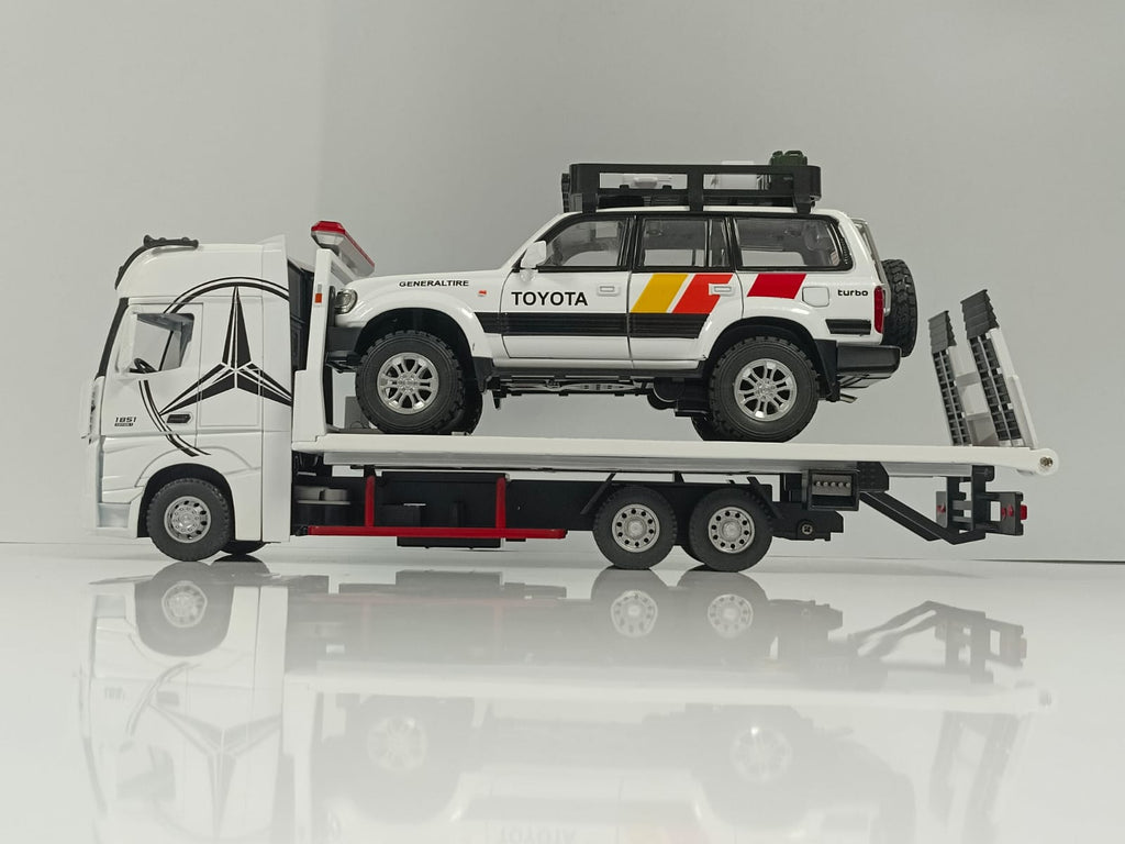 1:24 Mercedes-Benz Actros 1851 Flatbed Tow Truck Diecast Model - White