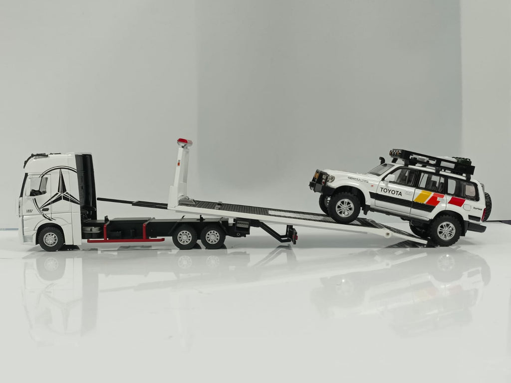 1:24 Mercedes-Benz Actros 1851 Flatbed Tow Truck Diecast Model - White