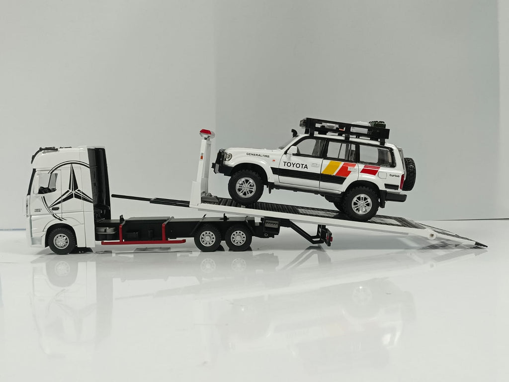 1:24 Mercedes-Benz Actros 1851 Flatbed Tow Truck Diecast Model - White
