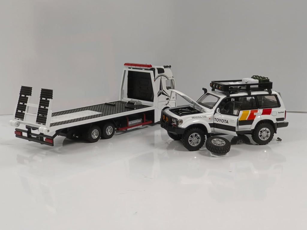 1:24 Mercedes-Benz Actros 1851 Flatbed Tow Truck Diecast Model - White