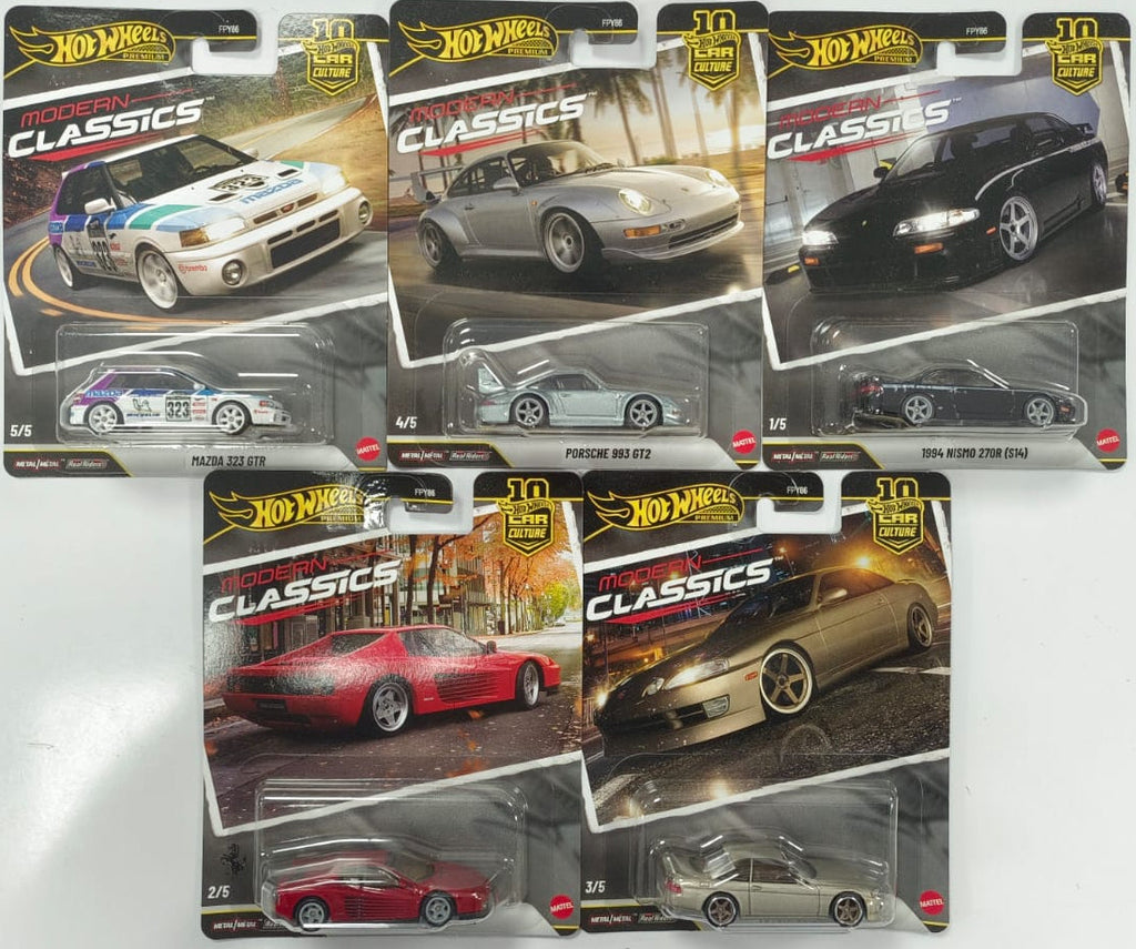 Hot Wheels Premium Car Culture Modern Classics 2026 - Set of 5 Diecast Cars (Real Riders)