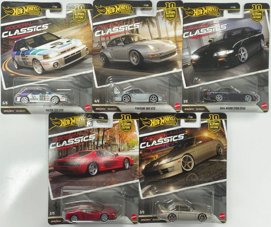 Hot Wheels Premium Car Culture Modern Classics 2026 - Set of 5 Diecast Cars (Real Riders)