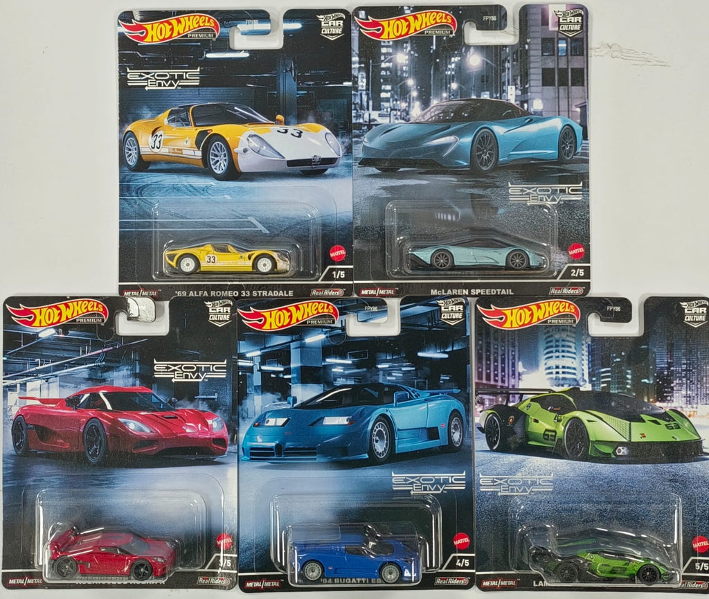 Hot Wheels Premium Car Culture 2022 Exotic Envy - Complete Set of 5