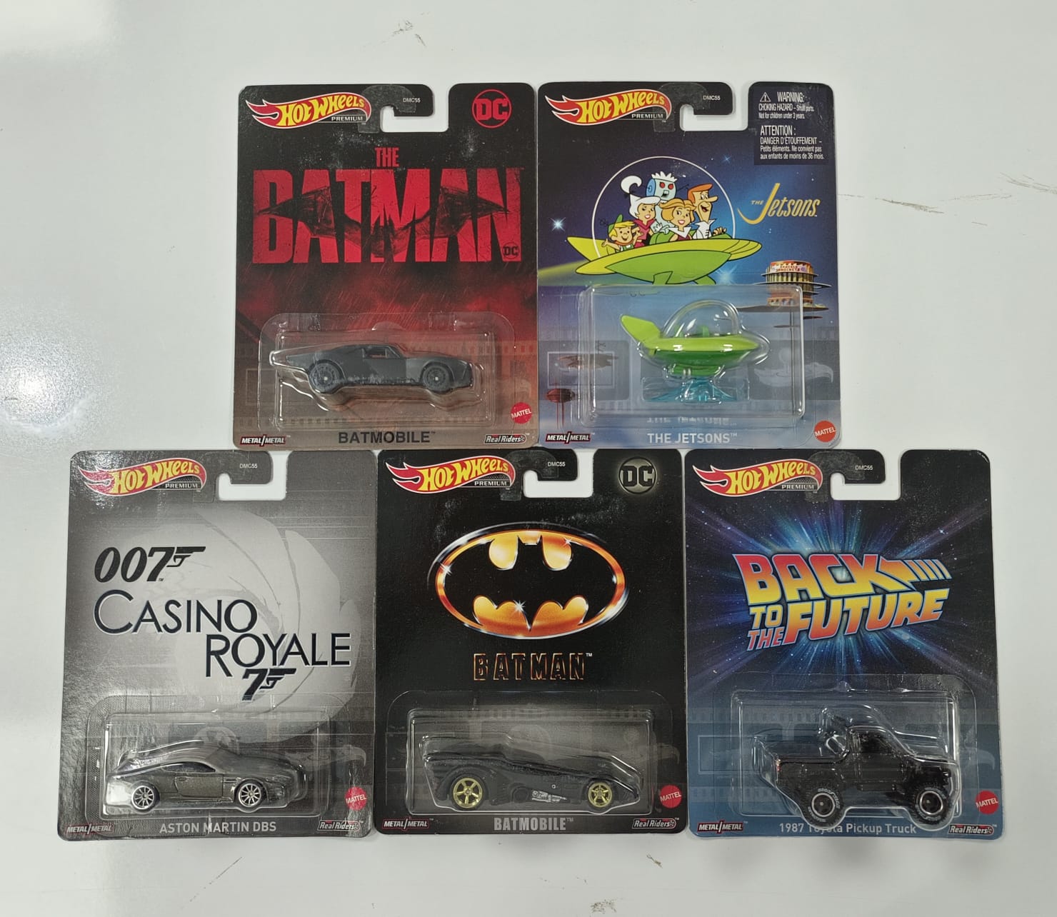 Hot Wheels Premium Replica Entertainment 2023 Mix 1 - Set of 5 (Batmobile, Jetsons, 007, Toyota Pickup)
