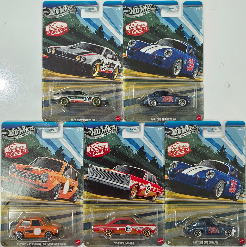Hot Wheels Silver Series - Vintage Club 1968 Diecast Cars (1:64 Scale)
