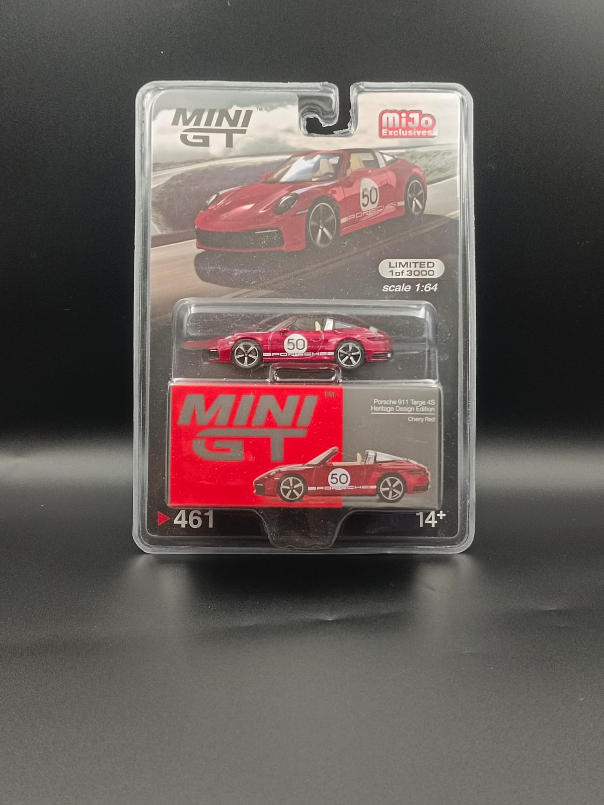MINI GT 1:64 Porsche 911 Targa 4S Heritage Design Edition (Cherry Red) - Mijo Exclusives Limited Edition #461