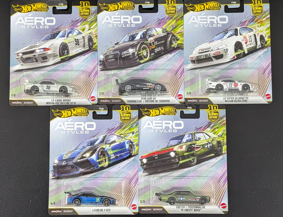 Hot Wheels Premium Car Culture Aero Styles – Complete Set of 5 (1:64 Scale)